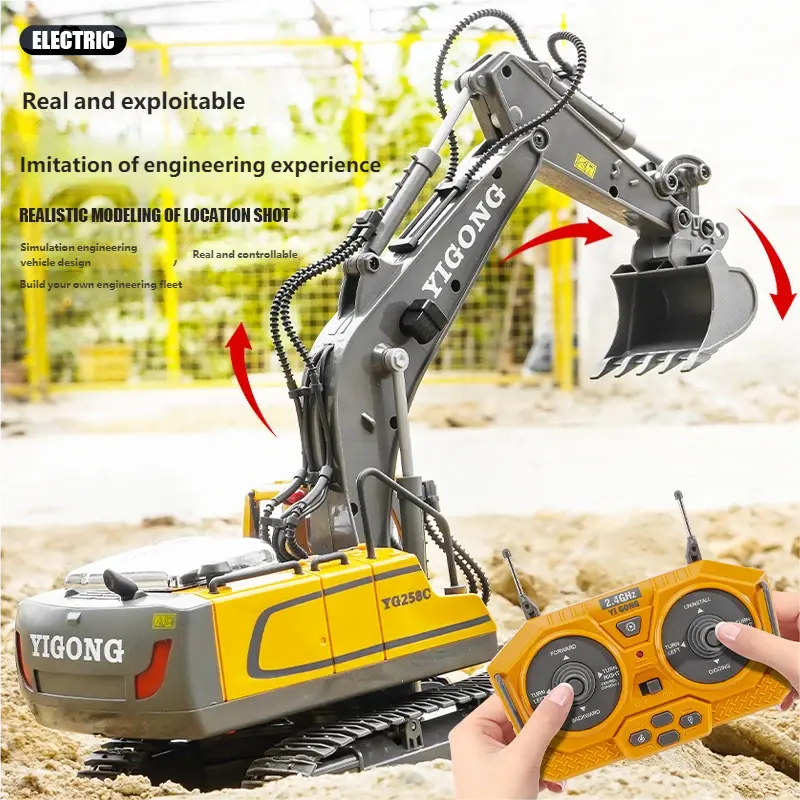 2.4G remote-controlled excavator, alloy remote-controlled engineering vehicle, dump bulldozer smallstone