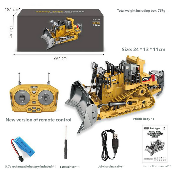 2.4G nine-channel tracked bulldozer remote-controlled alloy engineering vehicle